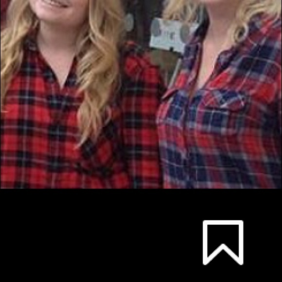 Red, plaid button up - Picture 4 of 4